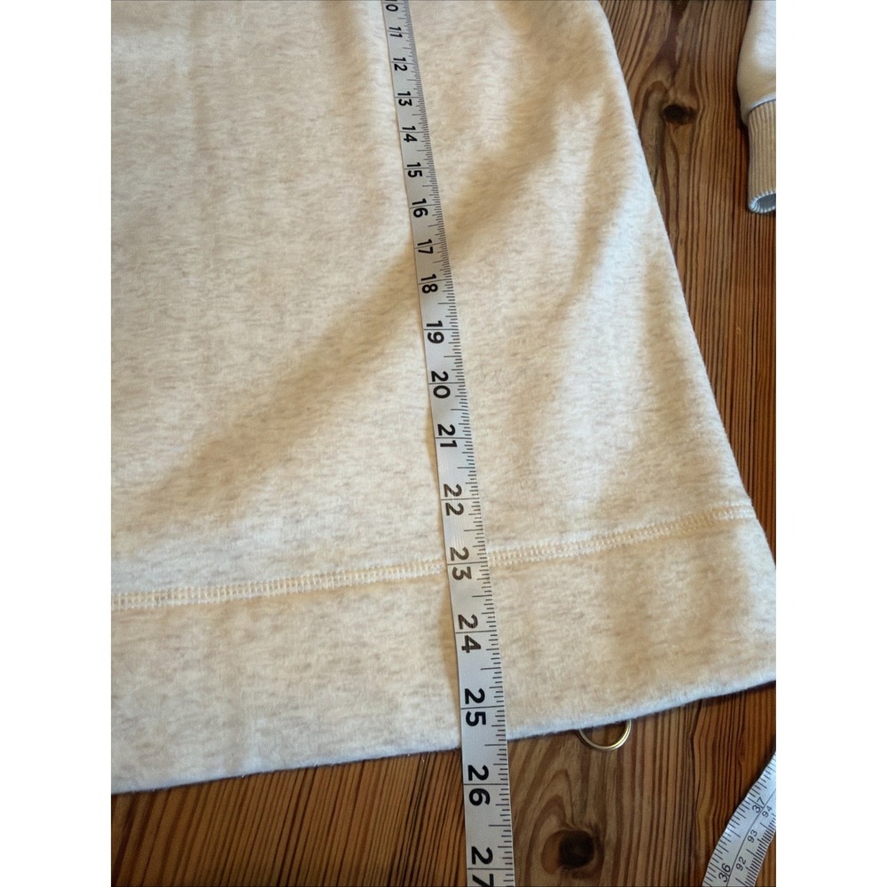 Athleta XS Cozy Karma Side Zip Funnel Neck Sweatshirt Off White Fleece Lined - Picture 9 of 9